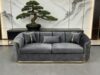 SAUDI Living Suite Upholstered Velvet Sofa Set - Grey - Image 3
