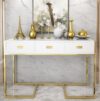 Hermosa Tempered Glass Console Table - White - Image 2