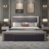 London Upholstered Luxury Leather King Size Bedframe - Image 2