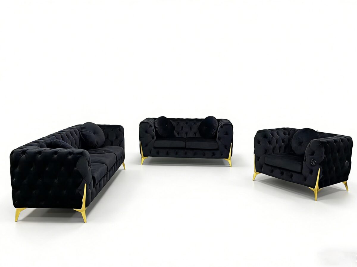 MOROCCO Living Suite Upholstered Velvet Sofa Set - Image 8