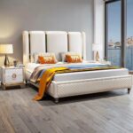 Regal Upholstered Leather King Size Bedframe