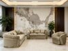 SAUDI Living Suite Upholstered Velvet Sofa Set - Taupe