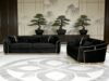 SAUDI Living Suite Upholstered Velvet Sofa Set - Black