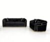 SAUDI Living Suite Upholstered Velvet Sofa Set - Black - Image 6