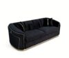 SAUDI Living Suite Upholstered Velvet Sofa Set - Black - Image 4