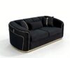 SAUDI Living Suite Upholstered Velvet Sofa Set - Black - Image 5