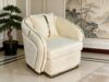 SAUDI Living Suite Upholstered Velvet Sofa Set - Cream - Image 4