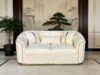 SAUDI Living Suite Upholstered Velvet Sofa Set - Cream - Image 3