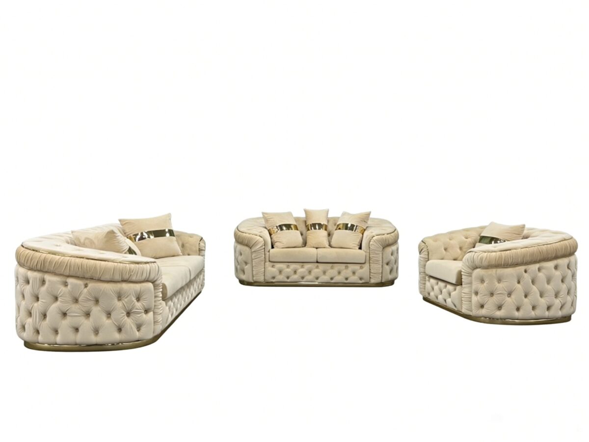 RIYADH Living Suite Upholstered Velvet Sofa Set - Image 8