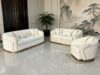SAUDI Living Suite Upholstered Velvet Sofa Set - Cream