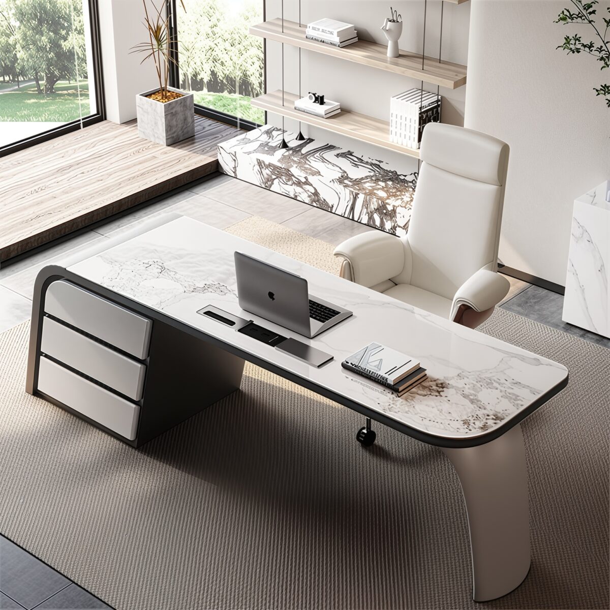 1.8M Stark Marble Office Desk - Image 3