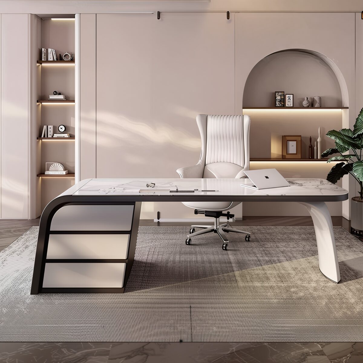 1.8M Stark Marble Office Desk - Image 5